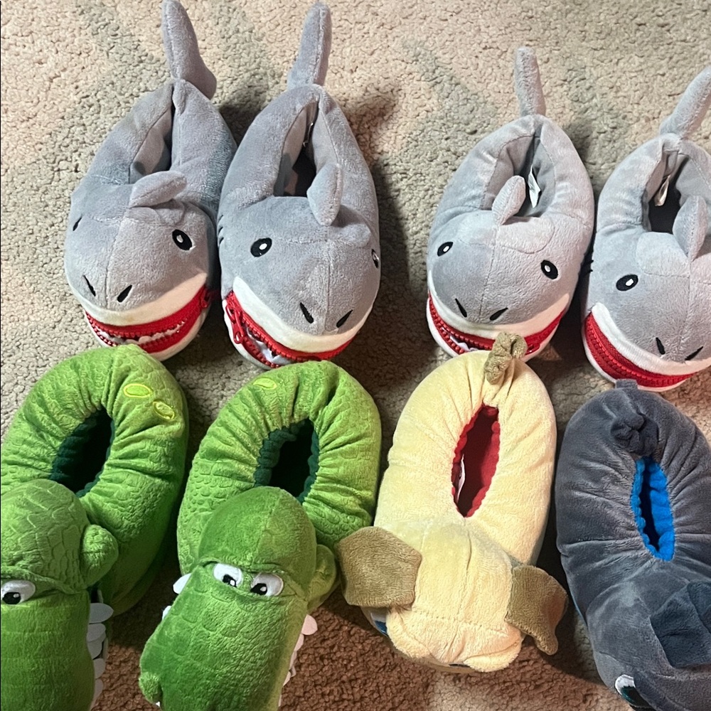 Kids Animal Slippers - Shark, Crocodile, and Dog